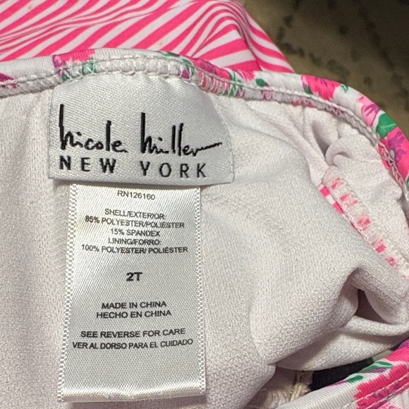 Charming Pink Floral Kids One Piece Swimsuit size 2t - Picture 2 of 3